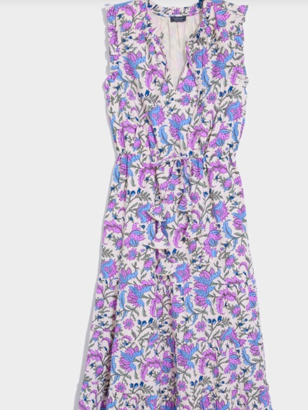 Vineyard Vines Pink & Lavender Floral Tie-Waist Maxi Dress Women’s size Large - Picture 3 of 16